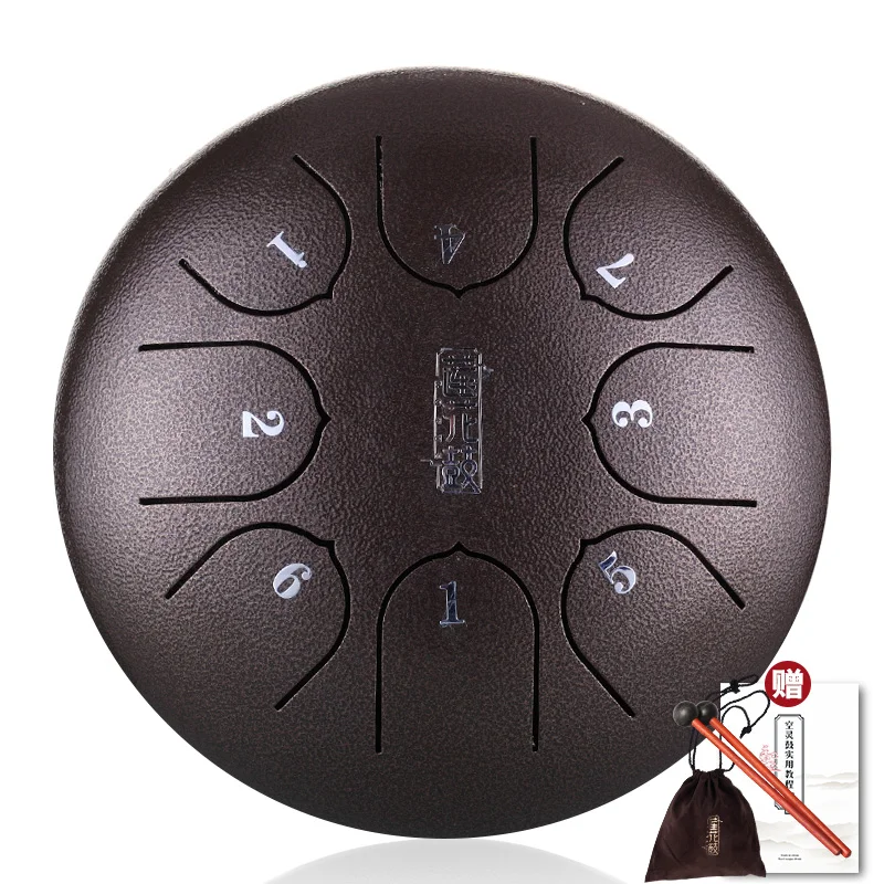 Hluru Glucophone Steel Tongue Drum 6 Inch 8 Notes Ethereal Drum Tone Key C5 Drum Percussion Musical Instrument