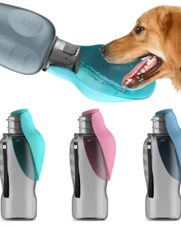 800ml Portable Dog Water Bottle For Big Dogs Pet Outdoor Travel Hiking Walking Foldable Drinking Bowl Golden Retriever Supplies