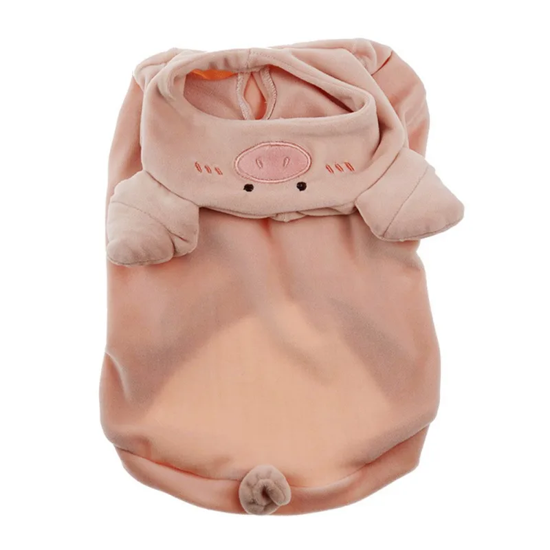 Dog Cute Pig Head Hoodies Clothes Pet Puppy Cartoon Costumes Plush Jumpsuit for French Bulldog Teddy Clothes, S/M/L