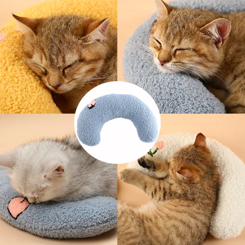 Little Pillow for Cats Fashion Neck Protector Deep Sleep Puppy U-Shaped Pillow Cat Pillow Kitten Headrest Dog Sleeping Pillow