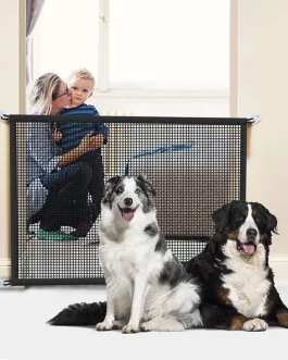 Pet Dog Barrier Fences With 4Pcs Hook Pet Isolated Network Stairs Gate New Folding Breathable Mesh Playpen For Dog Safety Fence