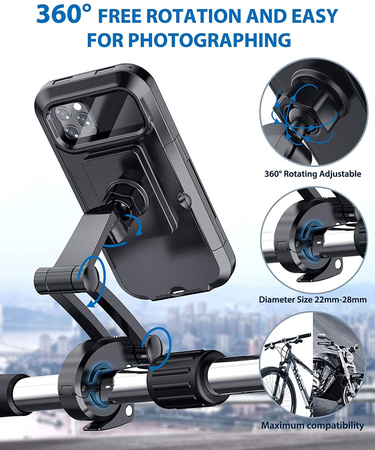 Waterproof Universal Bike & Motorcycle Phone Holder for Handlebars - Image 3