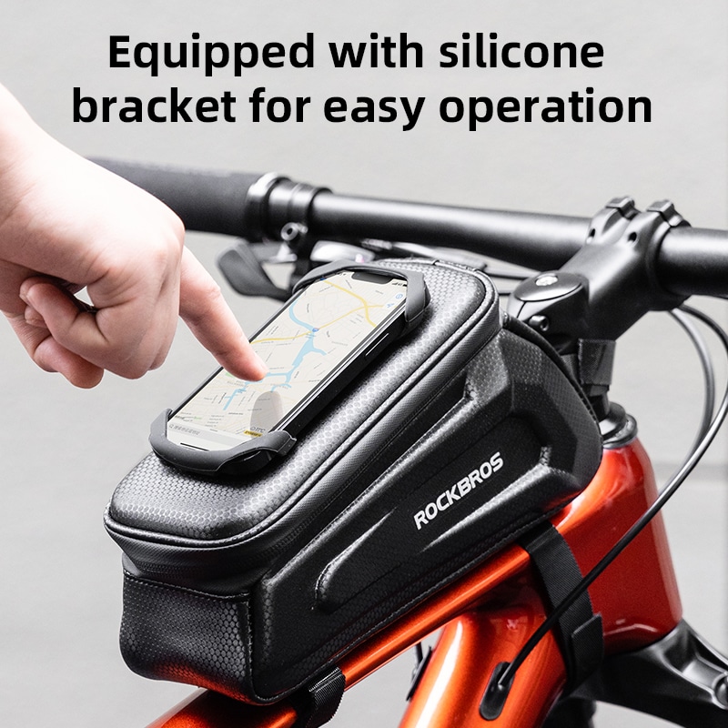 Waterproof Hard Shell Bike Handlebar Bag with 360° Touchscreen Phone Holder - Image 3