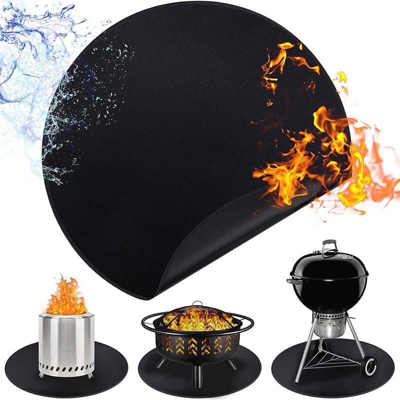 Round Fireproof & Waterproof Grill Mat for Deck & Patio Protection