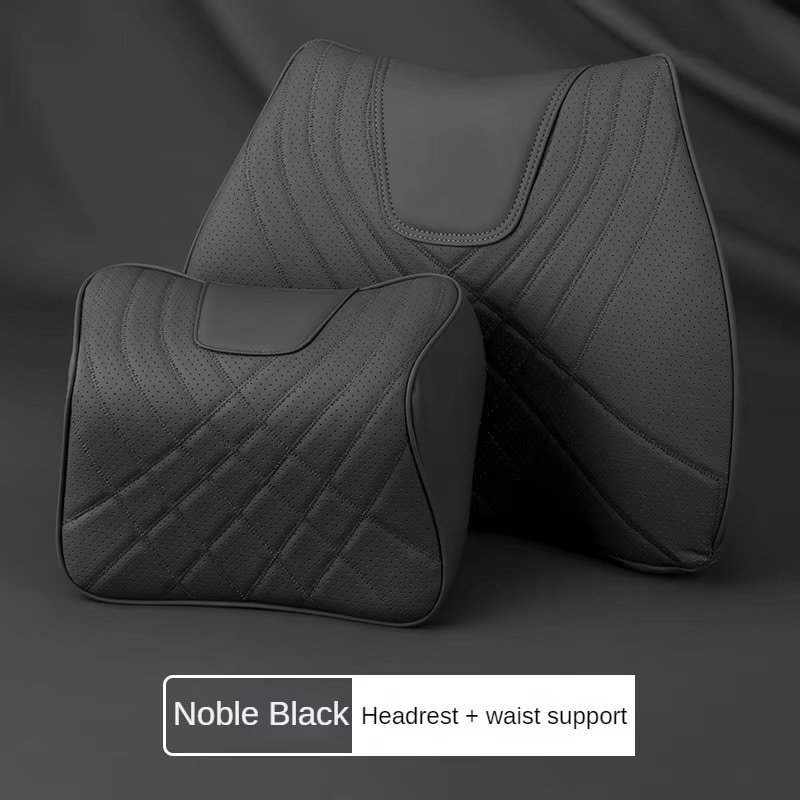 Premium Leather Car Seat Lumbar Support with Memory Foam Neck Pillow - Image 5