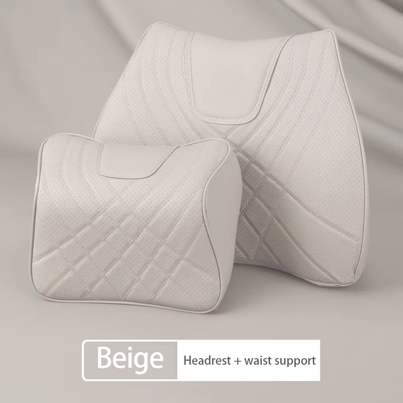 Premium Leather Car Seat Lumbar Support with Memory Foam Neck Pillow - Image 6