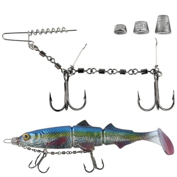 Swivel Stinger Rig Hook System with Treble Hook & Weighted Sinkers