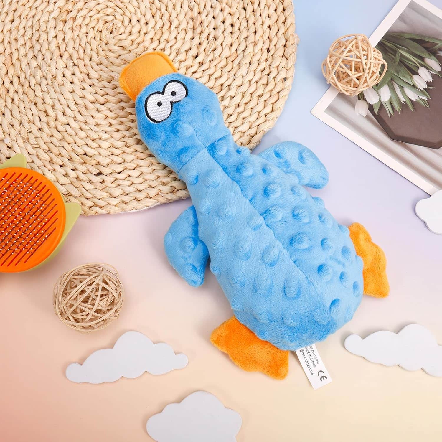 Durable Squeaky Plush Duck Dog Toy for Medium & Large Chewers