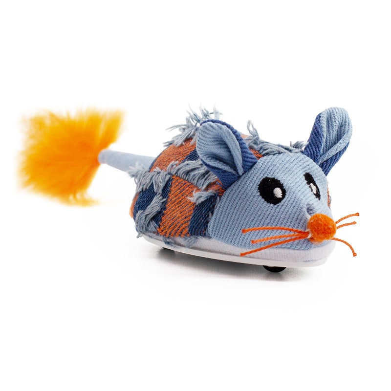 Interactive Moving Mouse Cat Toy with Sound and Feather – Rechargeable