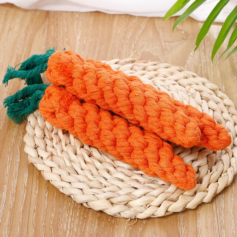 Durable Cotton Rope Carrot Chew Toy for Dogs – Boredom & Teething Relief - Image 3