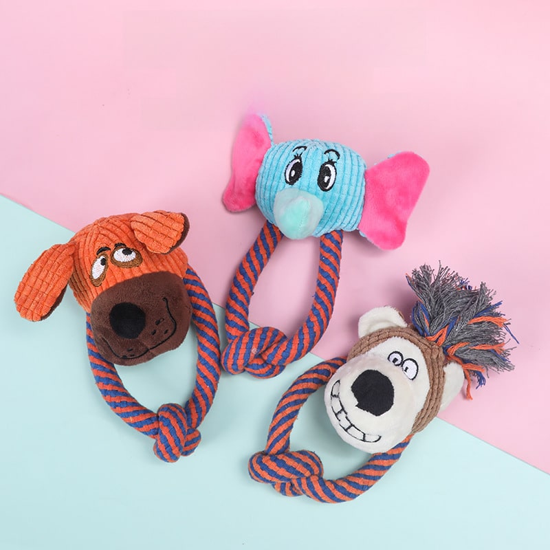 Durable Cotton Rope Dog Toy with Squeaker – Teeth Cleaning & Chew Fun - Image 2