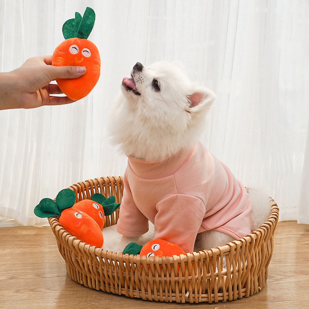 Carrot Shaped Plush Dog Toy with Squeaker - Image 2