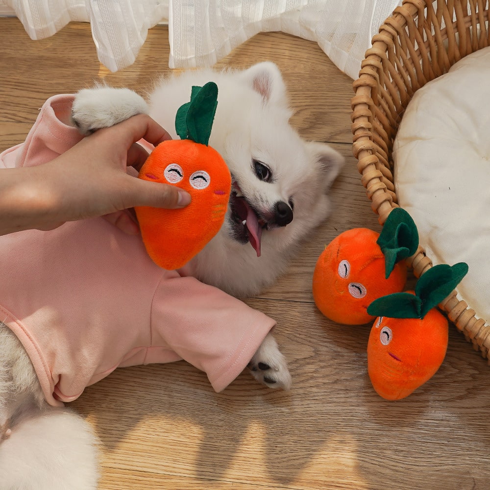 Carrot Shaped Plush Dog Toy with Squeaker - Image 7