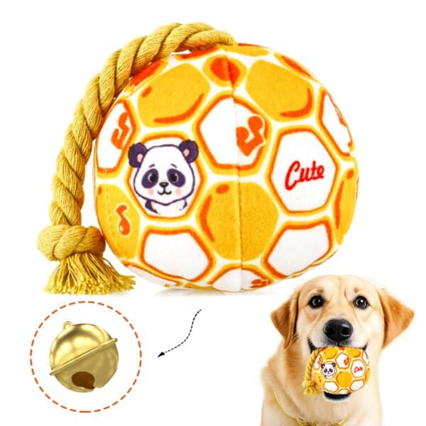 Interactive Bite-Resistant Dog Toy Ball with Bell and Tug Rope