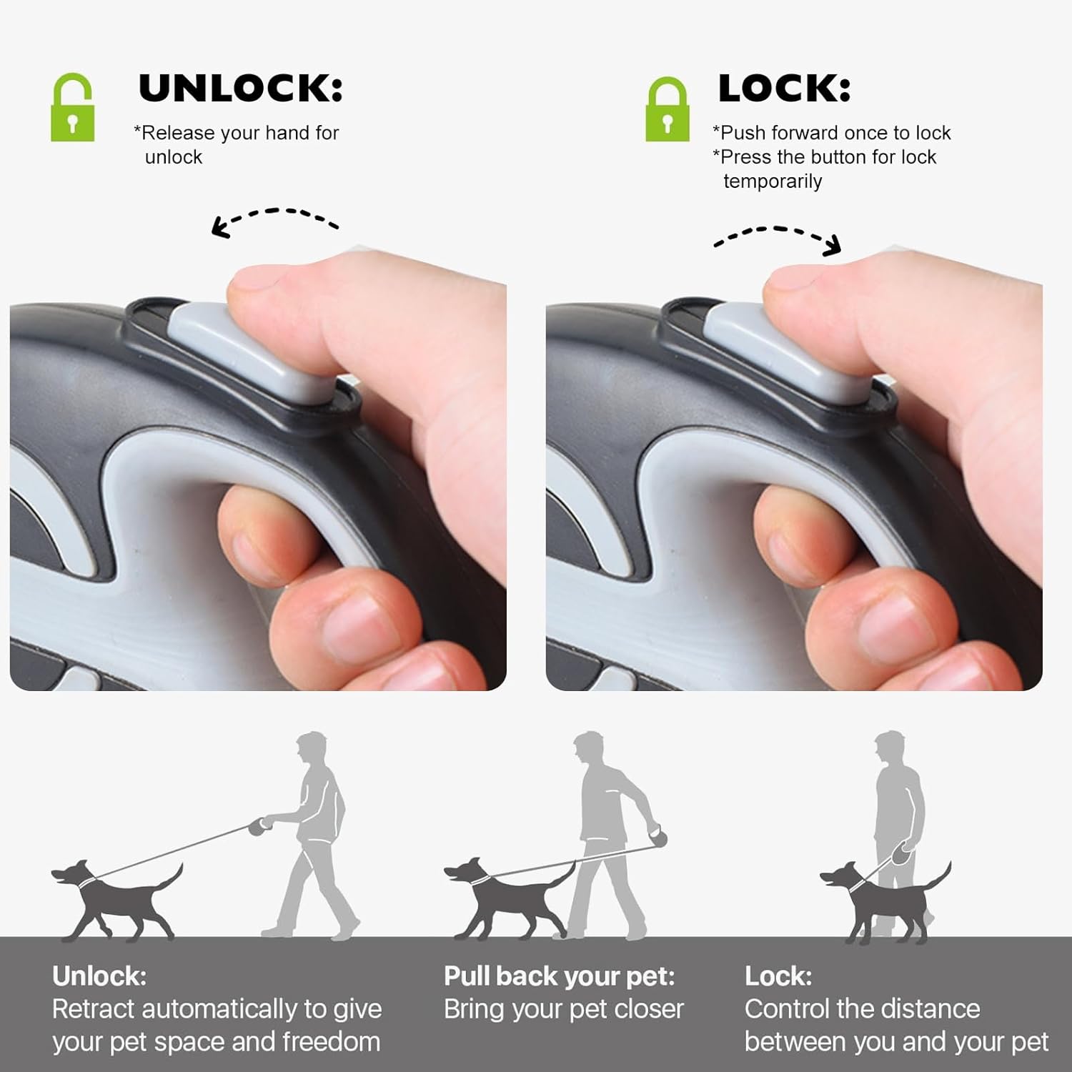 Durable Reflective Retractable Dog Leash for Small & Medium Dogs - 10ft & 16ft - Image 4