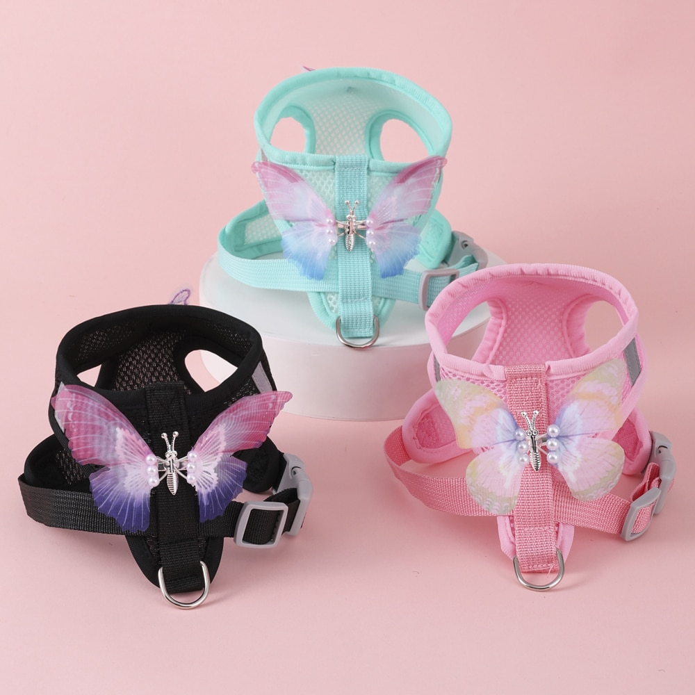 Breathable Small Dog & Cat Harness Set with Butterfly Design for Summer Walks - Image 6