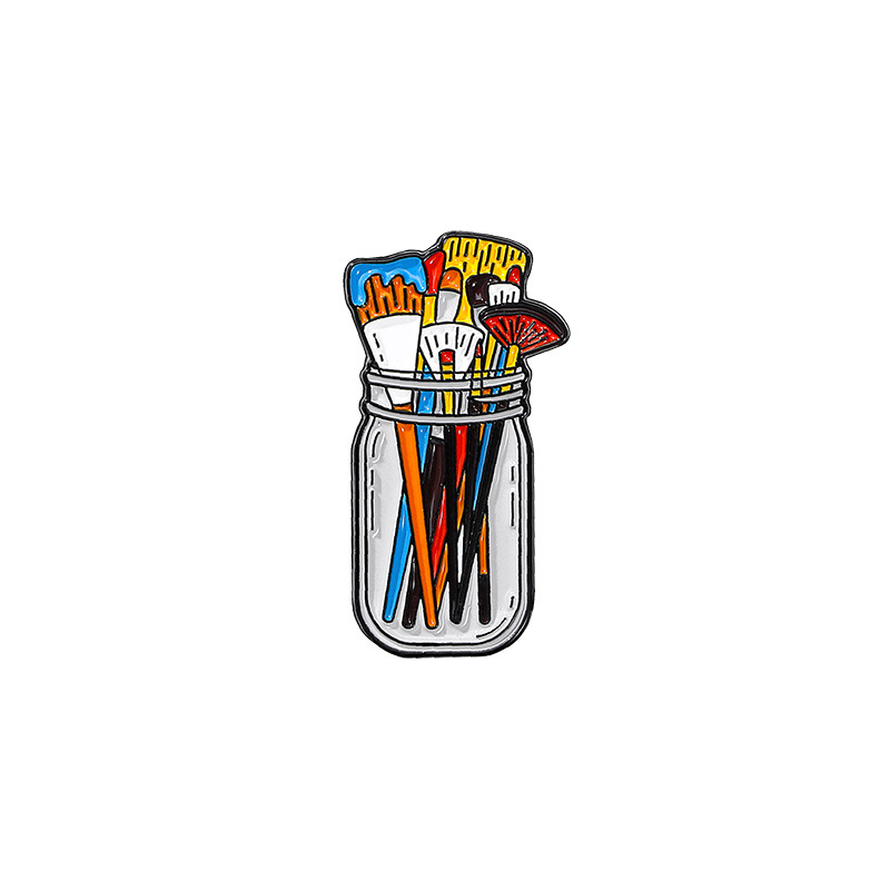 Watercolor Paint Brush Enamel Pin in Clear Jar – Cute Artistic Lapel Brooch - Image 5