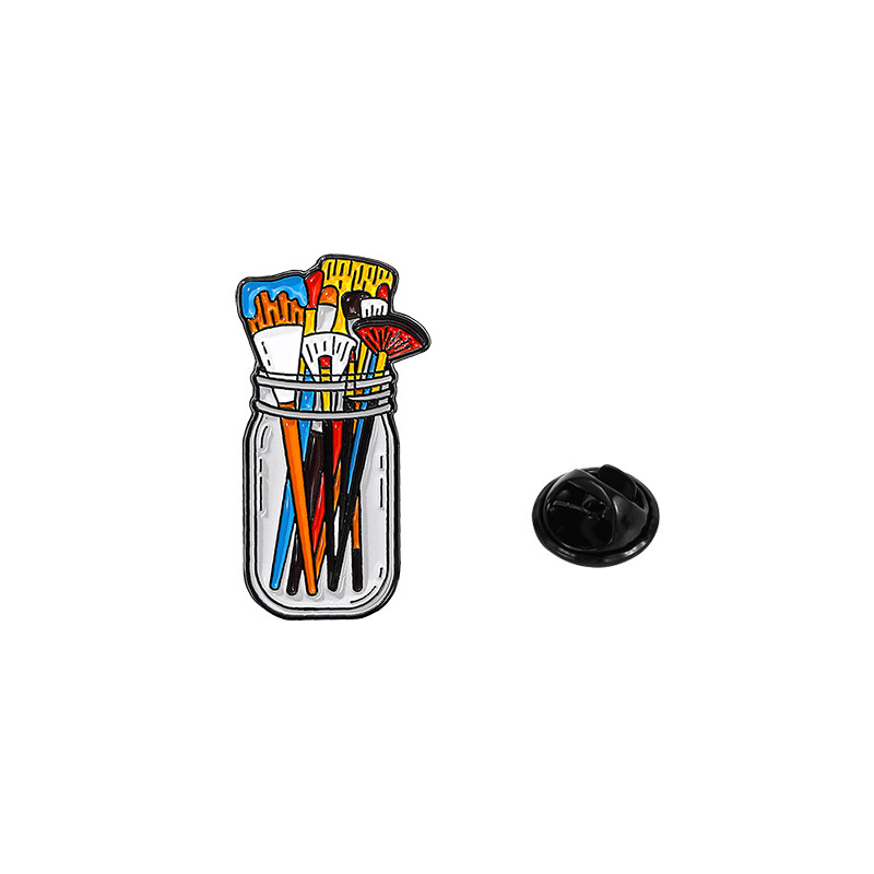 Watercolor Paint Brush Enamel Pin in Clear Jar – Cute Artistic Lapel Brooch - Image 6