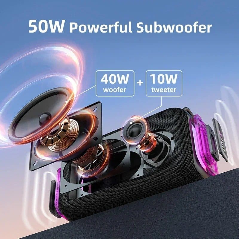 50W Portable Waterproof Bluetooth Speaker with Long Battery & Powerful Bass - Image 5